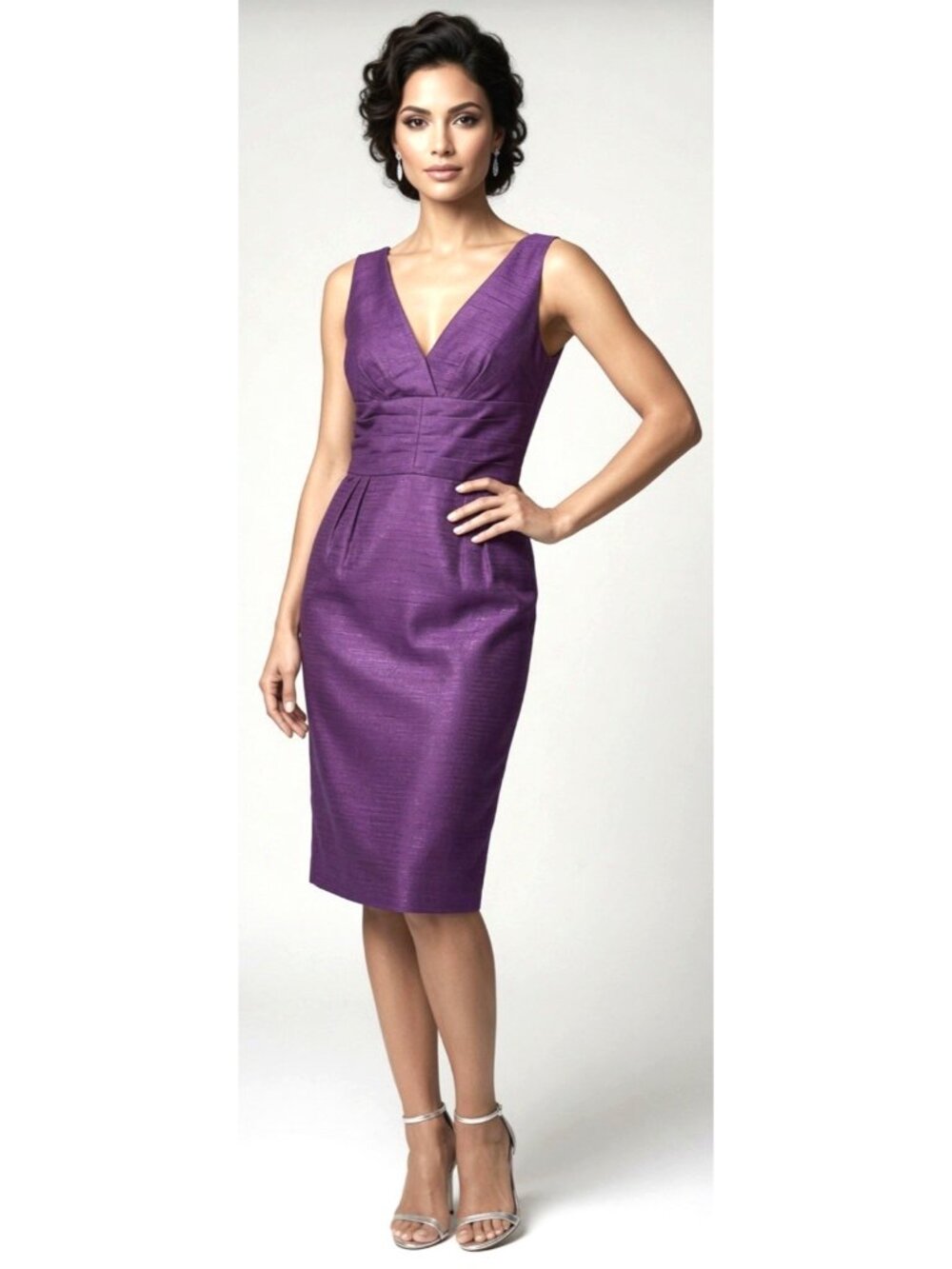 New Trina Turk 100% Cotton Purple V-Neck Sleeveless Dress - Made in USA